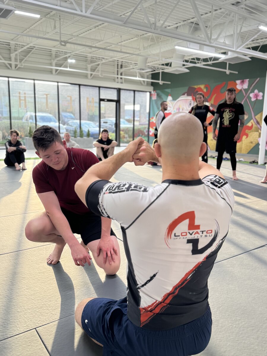 Students practicing no gi BJJ drilling at Method Jiu Jitsu in Tulsa, Oklahoma